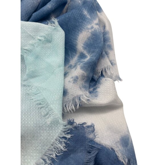 Steve Madden Two-Tone Tie-Dyed Scarf, OS, Blue - Picture 8 of 11